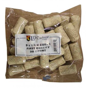9X1 3/4 FIRST QUALITY STRAIGHT WINE CORKS 44 X 23mm 30/BAG