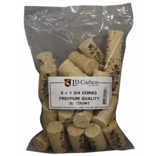 9X1 3/4 PREMIUM QUALITY STRAIGHT WINE CORKS 30/BAG