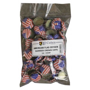 AMERICAN FLAG CROWN CAPS WITH OXY-LINER 144/BAG