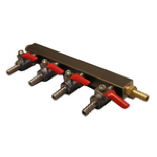 4-WAY GAS MANIFOLD WITH 5/16" INLET AND OUTLET BARBS