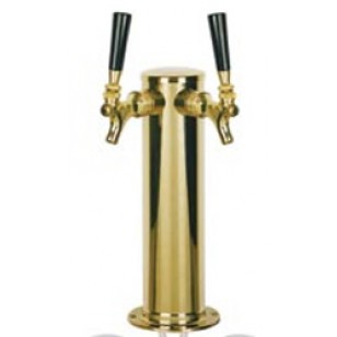 Dual Faucet 3" Stainless Tower with Brass Plate