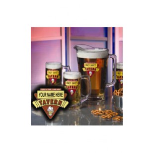 Personalized Red Tavern Set of 4 Pint Glasses And 1 Pitcher
