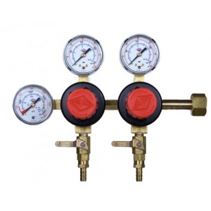 Taprite Brand CO2 Beer Regulator, Dual Body, Three Gauge