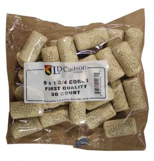 9X1 3/4 FIRST QUALITY STRAIGHT WINE CORKS 44 X 23mm 30/BAG