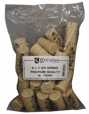 9X1 3/4 PREMIUM QUALITY STRAIGHT WINE CORKS 30/BAG