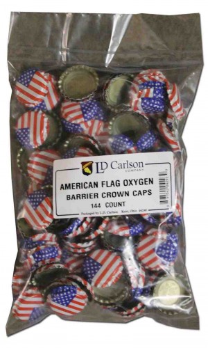 AMERICAN FLAG CROWN CAPS WITH OXY-LINER 144/BAG
