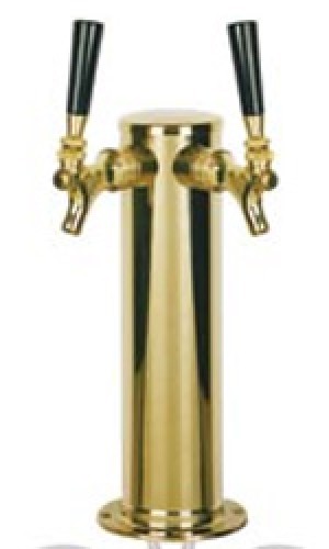 Dual Faucet 3" Stainless Tower with Brass Plate