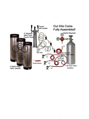 3 Faucet Tower Economy Kit with Three Cornelius/Firestone Kegs