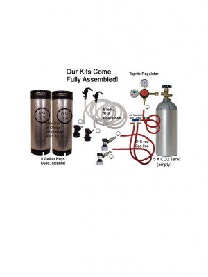 2 Keg 5# CO2 Basic Keg Kit, Dispenses two kegs at once! (Separate Check Valves!)