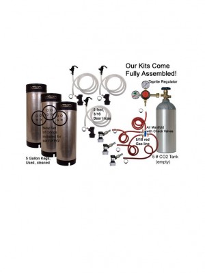 3 Keg Basic Keg Homebrew Kit, Dispenses three kegs at once! (Seperate Check Valves!)