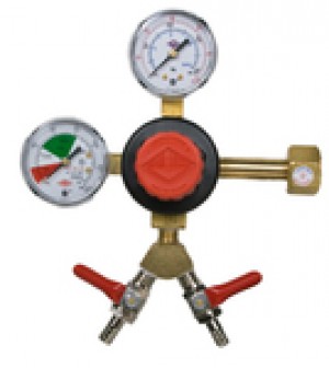 Taprite Brand CO2 Beer Regulator, WYE'd with 2 check valves, Commercial Grade, Double Gauge, 5/16 Check Valve