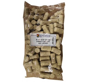 8X1 3/4 FIRST QUALITY STRAIGHT WINE CORKS 44 X 22mm 100/BAG