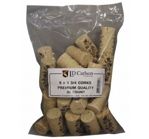 9X1 3/4 PREMIUM QUALITY STRAIGHT WINE CORKS 30/BAG