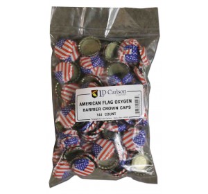 AMERICAN FLAG CROWN CAPS WITH OXY-LINER 144/BAG