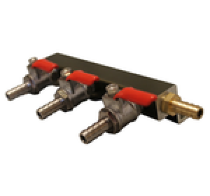 3-WAY GAS MANIFOLD WITH 5/16" INLET AND OUTLET BARBS