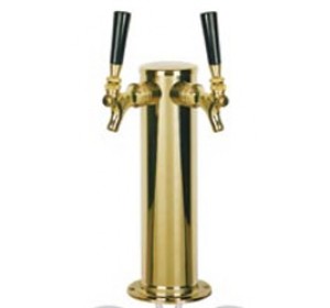 Dual Faucet 3" Stainless Tower with Brass Plate