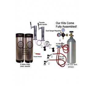 2 Faucet Stainless Economy Tower Kit with Two Cornelius/Firestone Kegs, Dual Check Valves.