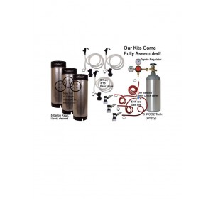 3 Keg Basic Keg Homebrew Kit, Dispenses three kegs at once! (Seperate Check Valves!)