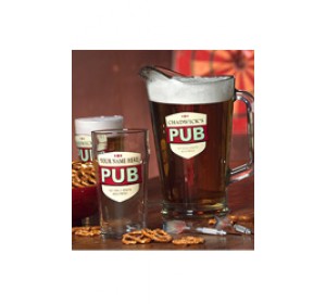 Personalized No Half Pints 4 Pint Glasses and 1 Pitcher